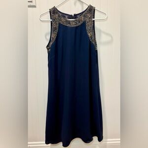 Aidan Mattox Navy Blue dress with beading detail